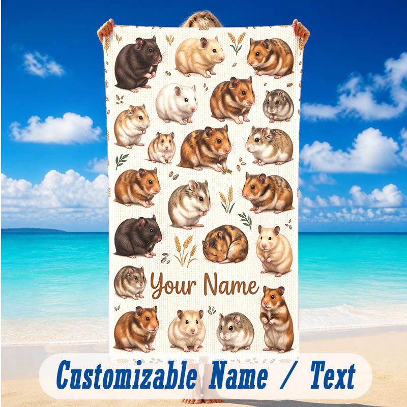 Decorative Artwork Theme Beach Towel Personalized Custom Name & Text Soft Quick Dry Beach Towel for Swimming Travel
