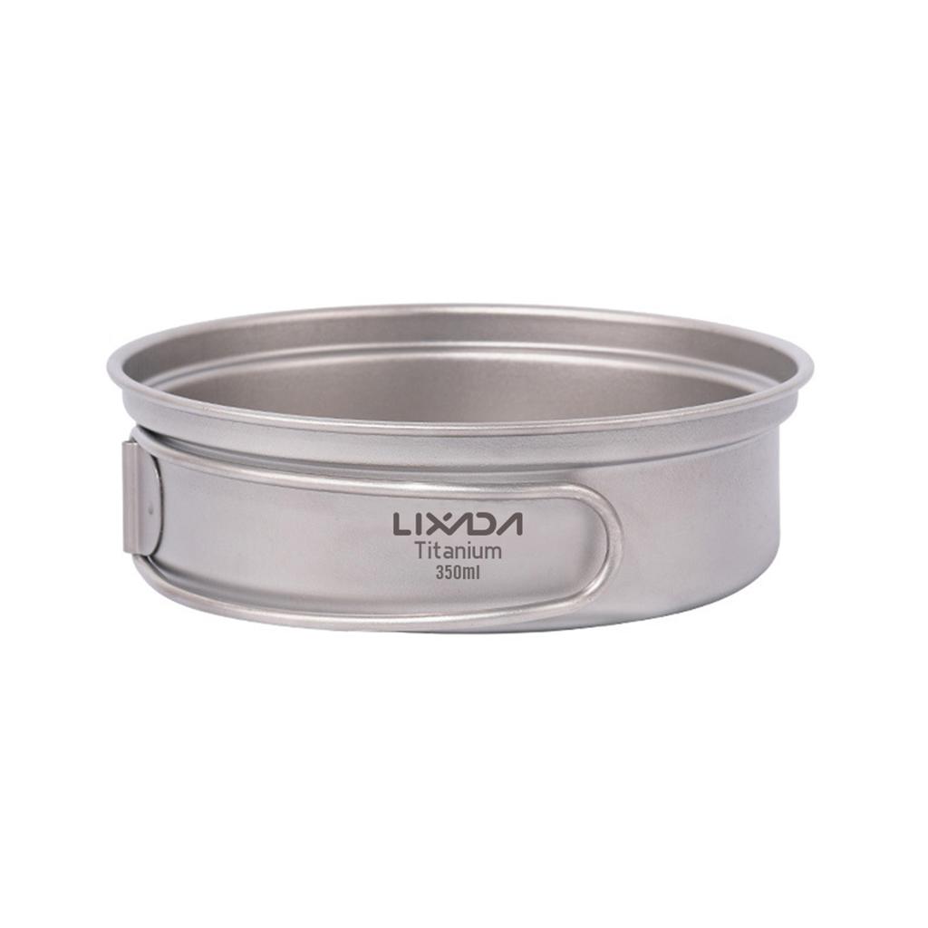 Lixada Tytanowa Patelnia Outdoor Kemping Turystyka Plecakowa Patelnia do Gotowania Smażenia ze Składanymi Uchwytami tytanowa patelnia
