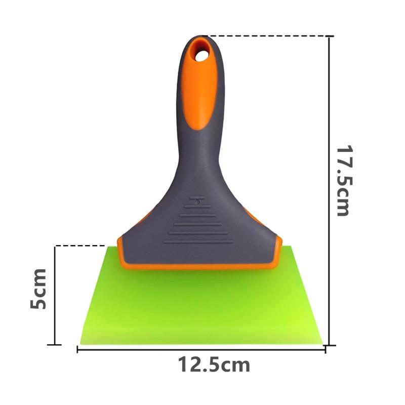 Car Film Scraper Tool with Short Handle - Glass Cleaning Squeegee with Soft/Hard Cow Tendon Rubber Strip