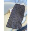 Damen-Polka-Dot-Rock mit hohem Bund und schmaler Passform - Frühling & Herbst 2025, Französische Eleganz, Hüftbetont, Halblang mit Schlitz