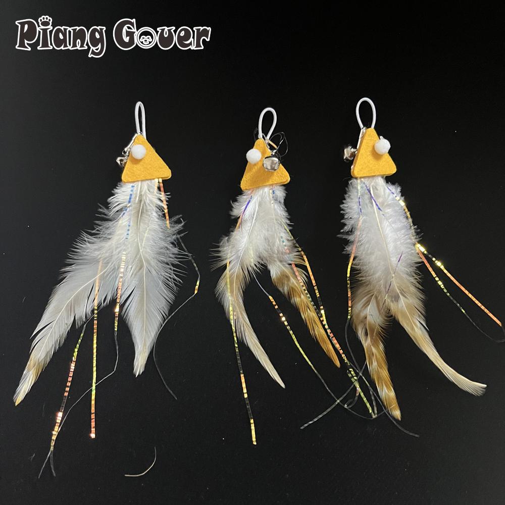 3pcs Felt Feather Teasing Cat Stick Replacement Head Cat Toy Bright Silk Little Fish Toys Pet Supplies