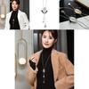 Fashionable Korean Long Sweater Chain Necklace Featuring Eye-catching Cat Eye Stone Flower Design