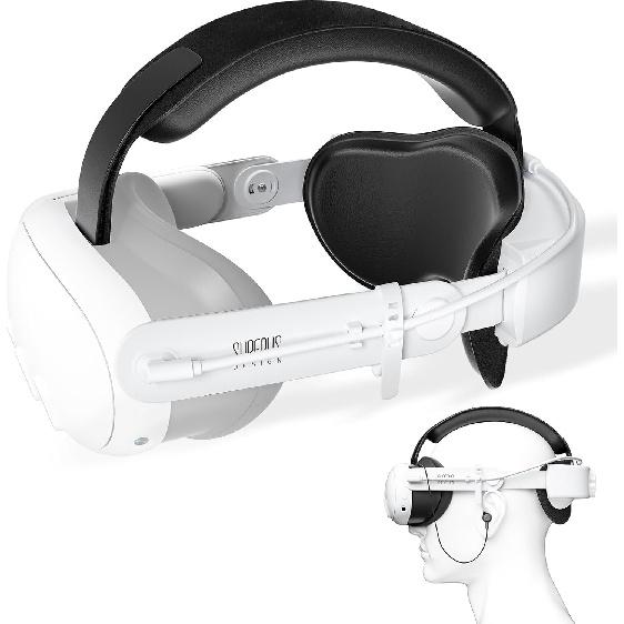 SUPERUS Battery Head Strap for Quest 3S/Quest 3 with Earphones - Adjustable Elite Strap Replacement Accessories for Meta/Oculus Quest 3S/Quest 3 -