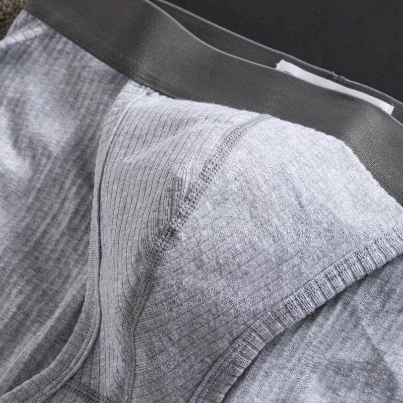 Men's Ribbed Pure Cotton Briefs - Solid, Breathable, Sweat-Absorbing, High Cut, Large Pouch, Four Seasons.