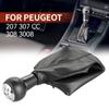 5-Gang Auto Schalthebel Knauf Handball Schaltknauf Staubschutz mit Stulpe Staubschutz für Peugeot 307 CC 308 3008