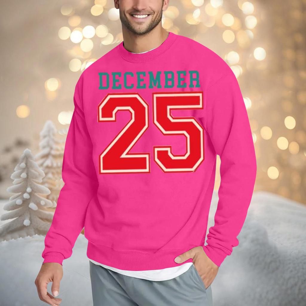 Christmas Print Loose Fit Round Neck Sweatshirt For Men