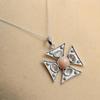Pink Opal Moonstone Maltese Cross Pendant 925 Sterling Silver Handmade Jewelry