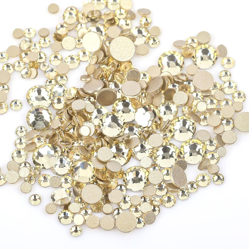 Weichen, Gold Bottom Mixed Glass Flat Bottom Diamond Nail Drill, Decorative Mobile Phone Case Diy Nail Accessories Rhinestone Jewelry