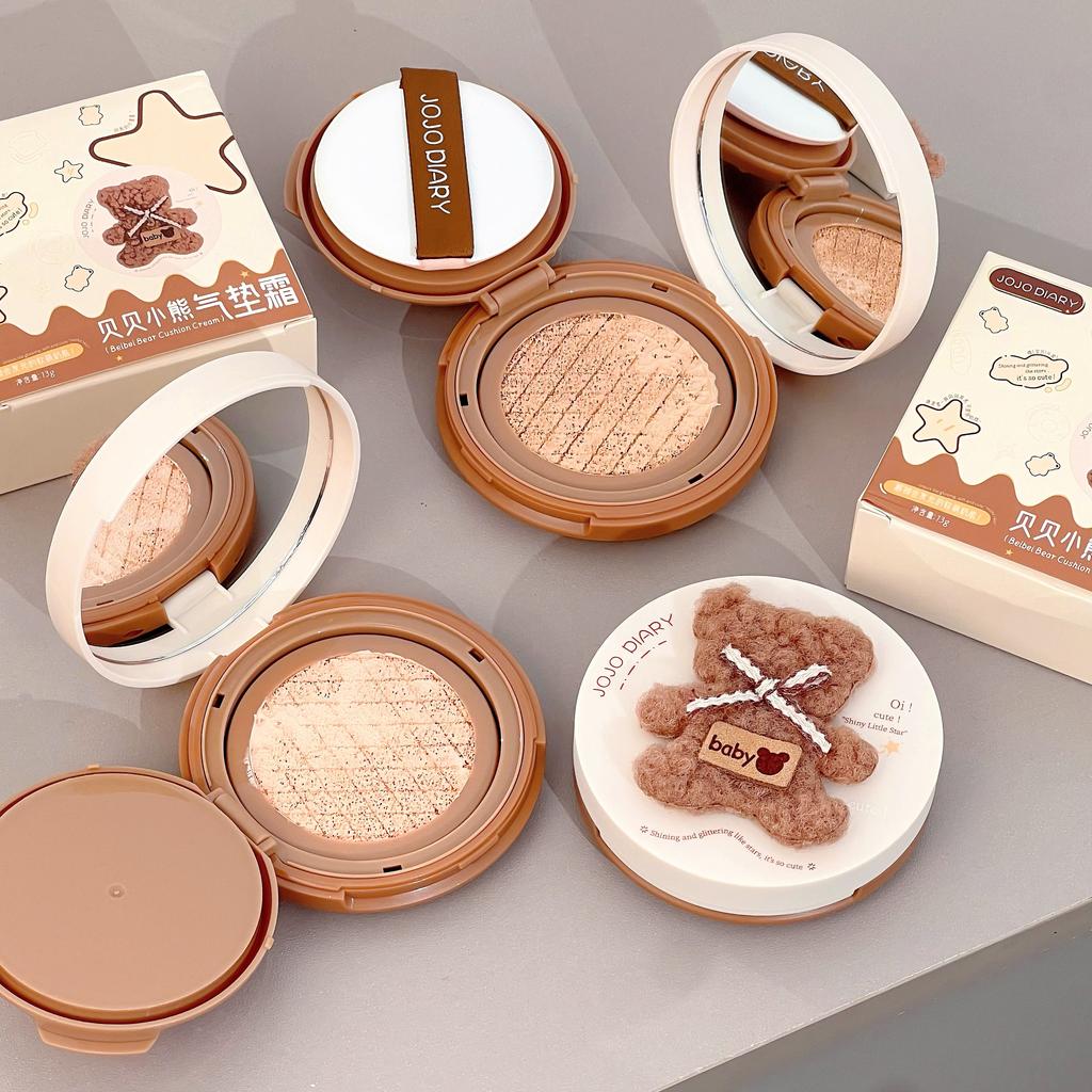 Koreanischer Plüschbär Feuchtigkeitsspendende Air Cushion BB Cream Concealer Feuchtigkeitsspendend Langanhaltend Feuchtigkeitsspendend Kein Verkleben Wasserfest und Schweißfest