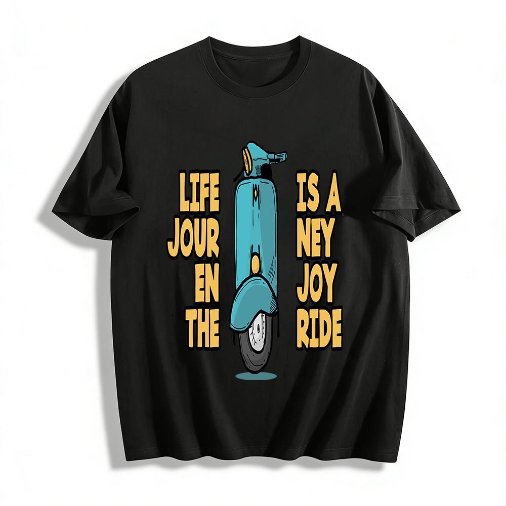 Life Is A Joy Ride Retro Scooter Graphic Casual Top Pure cotton T-shirt XXS