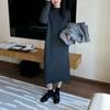 Medium and Long Semi-turtleneck Loose and Simple Knitted Dress Autumn and Winter New Temperament Women's Bottoming Skirt