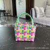 P Color Plastic Woven Handbasket Gift Basket Vegetable Basket Women's Bag Beach Bag