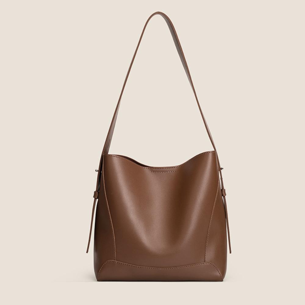 Split Leather Designer Shoulder Bag Underarm Design Casual Style Bucket Basket Bag New Fashion Cowhide Material Crossbody Bag