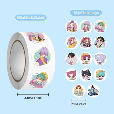2025 New 500Pcs/Roll Anime KPop Demon Hunters Stickers Demon Hunters Tiger DIY Scrapbooking Phone Luggage Skateboard Waterproof