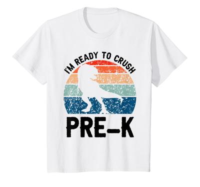 Kids Preschool Dinosaurs Ready To Smash Tyrannosaurus First Day of Kindergarten T-Shirt