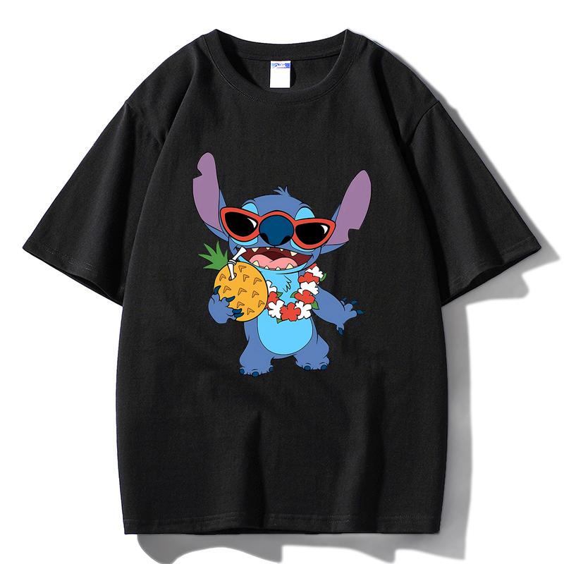 

M46 MINISO 2026 Summer Men Women Print Oversized T-shirt Casual Cotton Tee XS чёрный