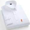 Men's Versatile Long-Sleeve Cotton Oxford Shirt - Solid Color for Spring & Autumn Business Casual