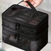 1pcs Mesh Makeup Bag Travel Cosmetics Storage Bag Large Capacity Double Layer Transparent Mesh Wash Bag