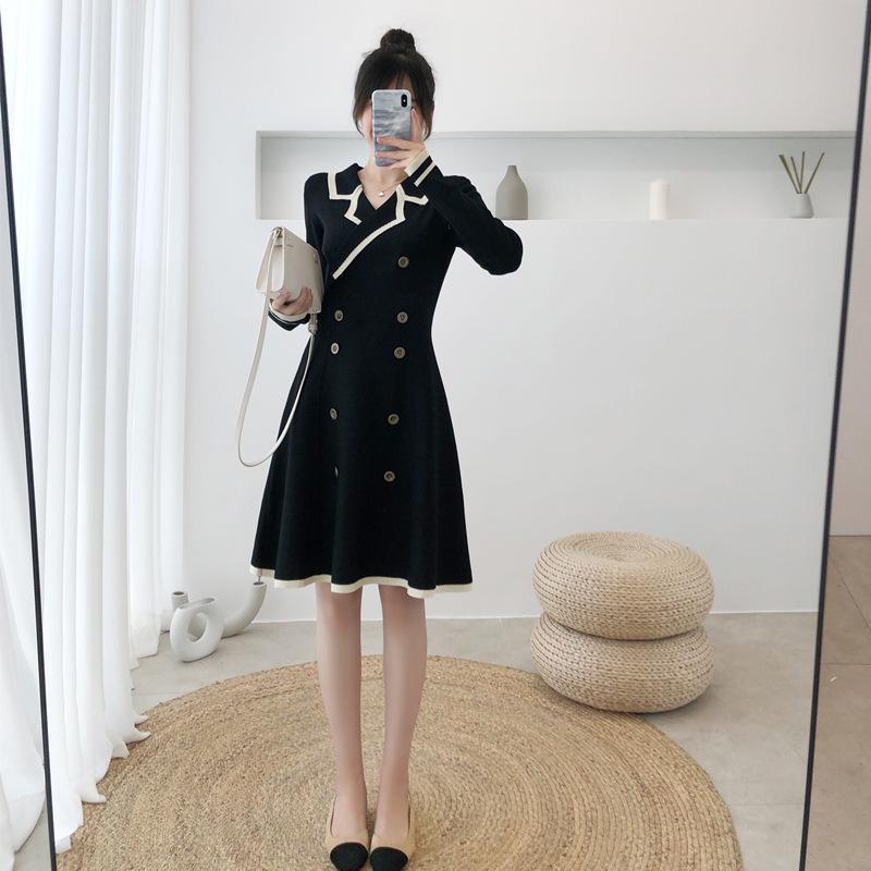 2024 Korean Retro Long-Sleeve A-Line Knitted Dress for Kids
