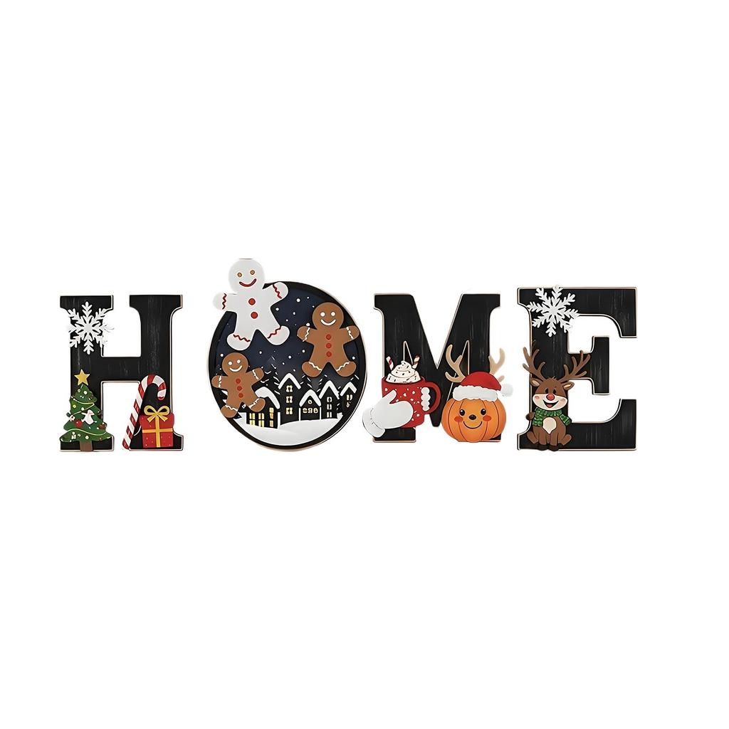 Wood Christmas Wall Sign Decor For Holiday Home Display, European Indoor Outdoor Festive Decoration