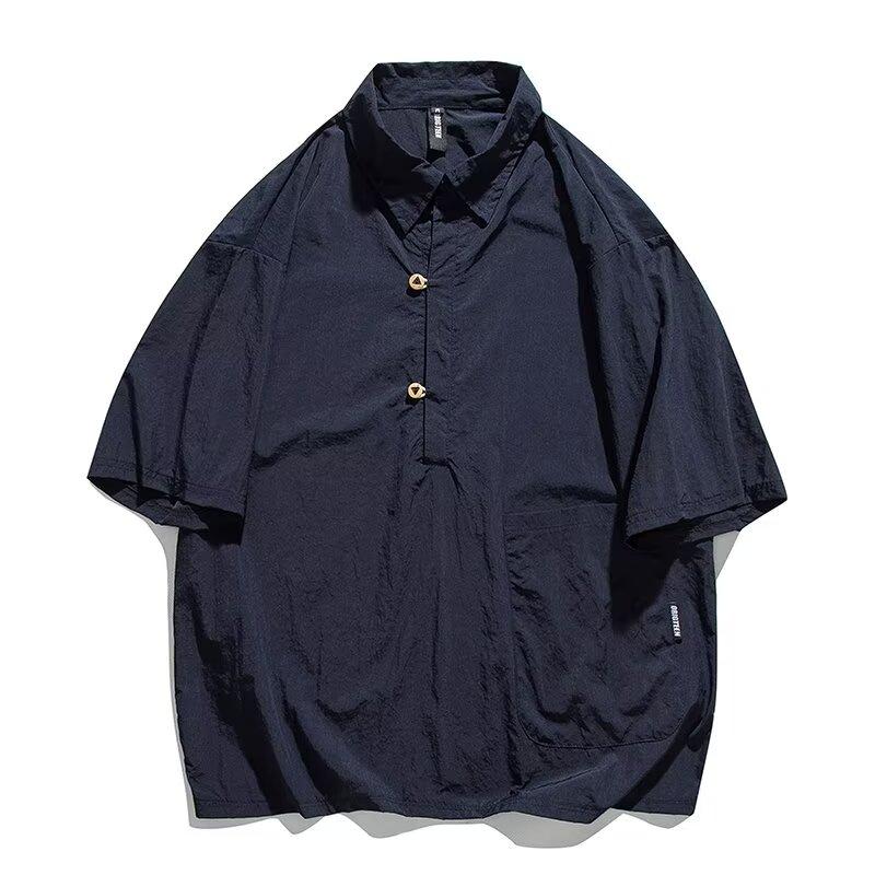 Poloshirt mit Kragen und kurzen Ärmeln, Herren Kurzarmhemd, Nischendesign, Minimalistisches Hemd, College-Oberteil für Paare