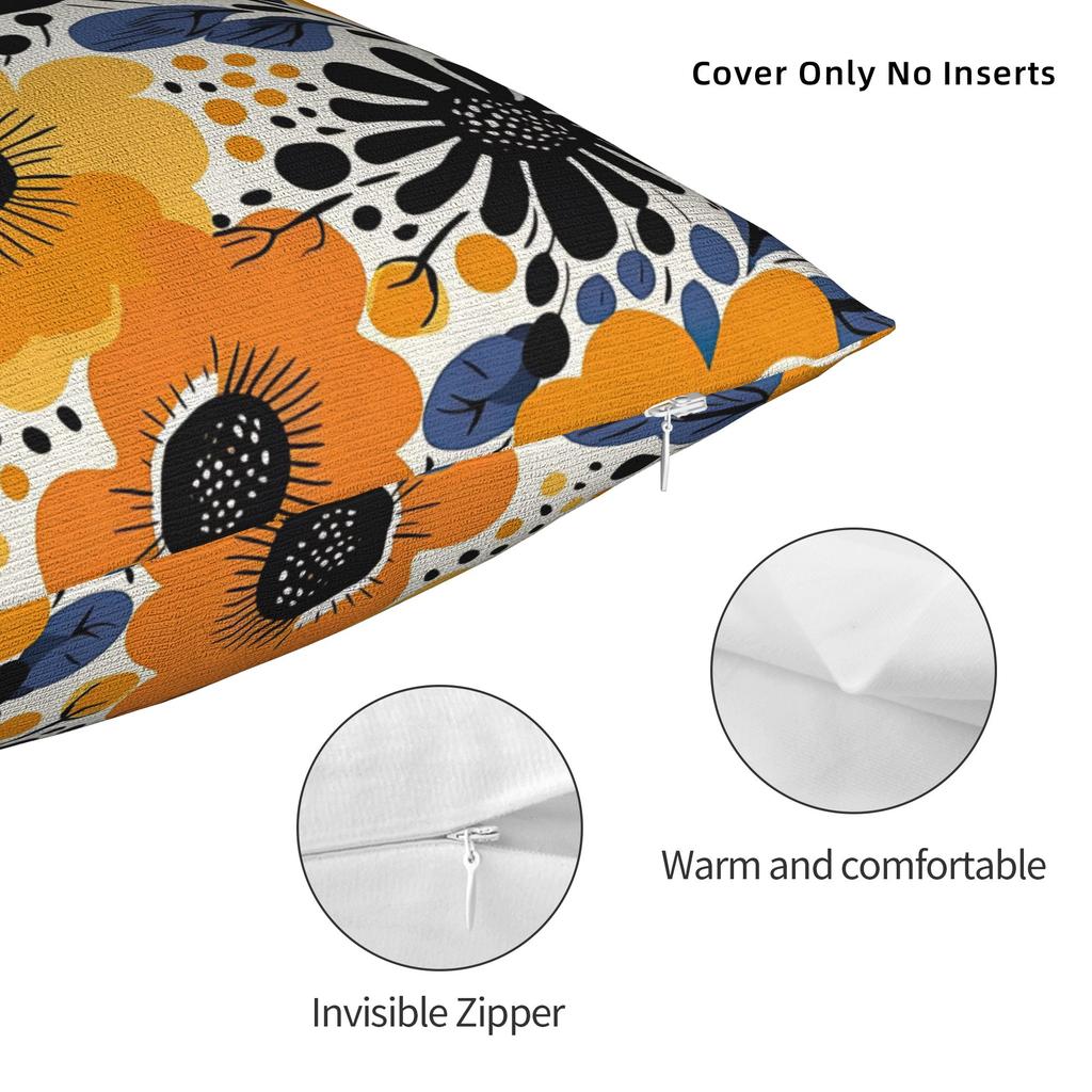 Pillow Case Colorful Floral Blue Orange Comfy Pillow Cover For Wedding Party Home Decor Morden Pillowcases