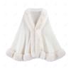 Elegant Faux Mink Woolen Cape Shawl: Plus Size Knit Cardigan Coat for Women
