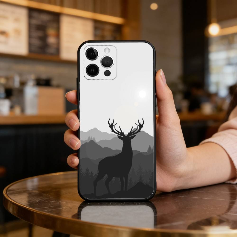D-Deer-ER Weiche Silikon-Schwarze Hülle, Handyhülle für iPhone 17,16,15,14,13,12,11 Plus,Pro Max,XS