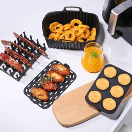 Silicone Baking Mat Non-Stick Air Fryer Liner for Cakes Cookies Jelly Pudding Oven Pan Hot Dog Bacon Rack Reusable Cake Molds