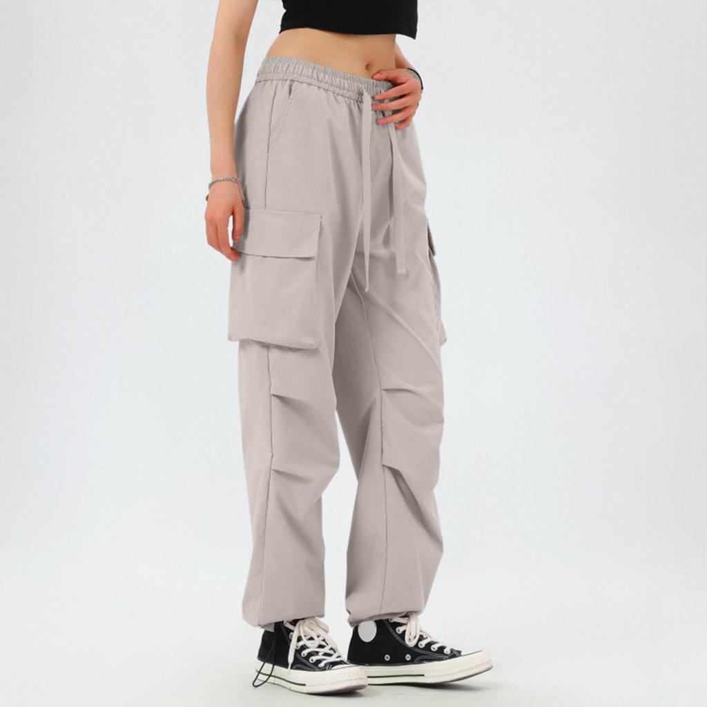 Dámské módní široké parašutistické cargo kalhoty s vysokým pasem, horolezecké sportovní volné kalhoty