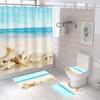 Bathroom Shower Curtain Four-piece Digital Printing Beach Shell Waterproof Shower Curtain Shower Curtain Partition Curtain Bath Mat