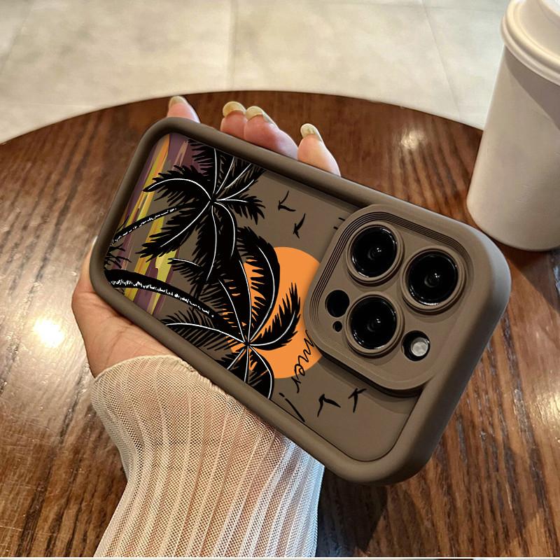 Hello Summer Coconut Tree Printed Fashion Case Flexible Soft Silicone TPU Shell Full Back Cover for iPhone Samsung