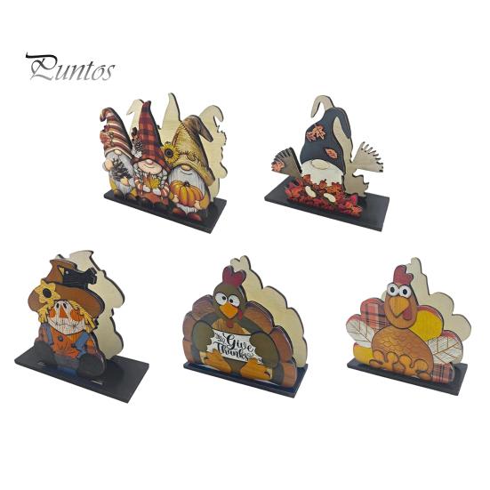 Stable Vertical Paper Towel Stand Thanksgiving Solid Wood Napkin Holder, Fall Harvest Gnome Scarecrow Turkey Tissue Autumn Kitchen Countertop