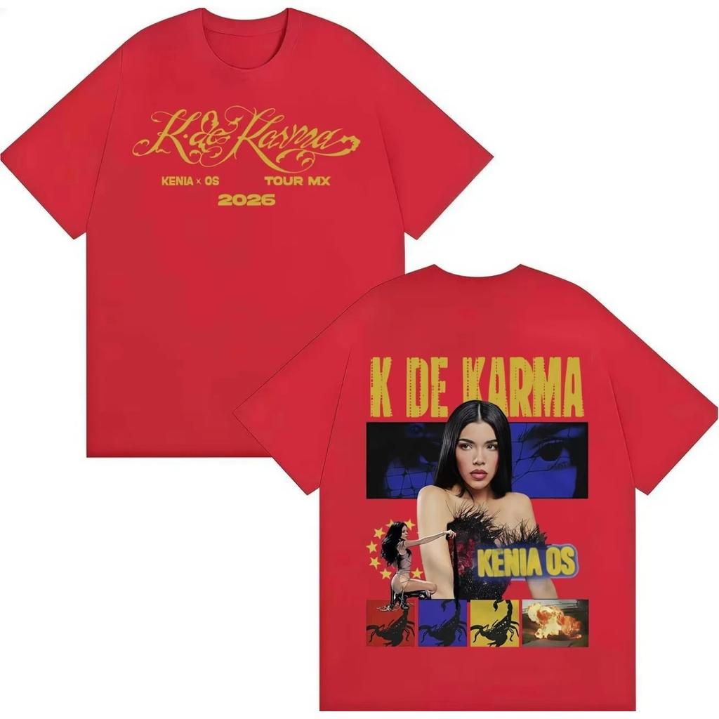 Sängerin Kenia Os 2026 Mode Doppelseitig Bedrucktes T-Shirt Hip Hop T-Shirt Herren Damen Gothic Baumwolle Kurzarm T-Shirt Streetwear