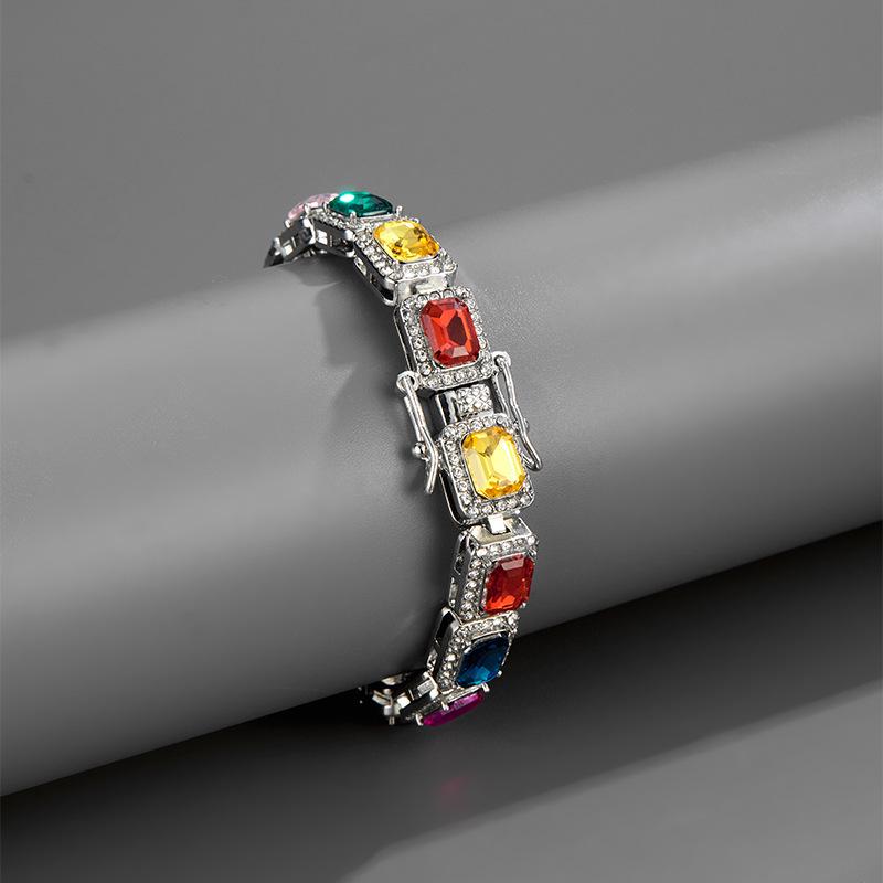 European  American Zirconia Colored Cuban Link Chain Necklace - Men s Trendy Hip Hop Jewelry
