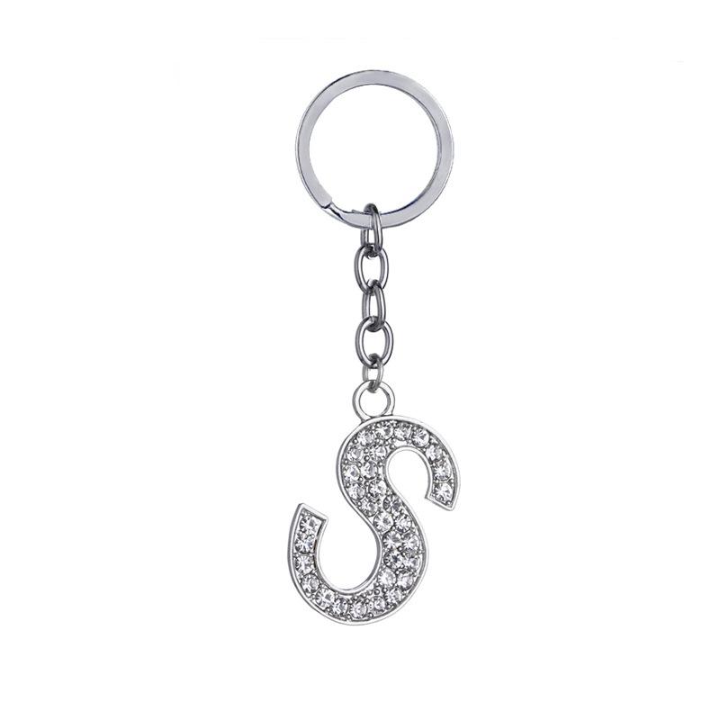 Fashion Charm 26 English Letters A-Z Alphabet Keychains Car Bag Crystal Rhinestones Alloy Name Key Chains Jewelry