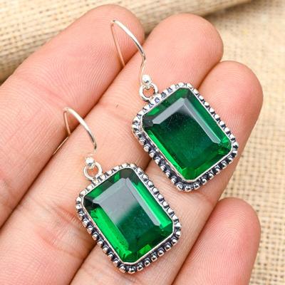 Lavish Chrome Diopside Gemstone Handmade 925 Solid Sterling Silver Jewelry Earrings For Women