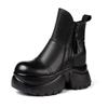 Women's Genuine Leather Platform Chelsea Ankle Boots with Hidden Heel - 2025 Autumn/Winter New British Style, Small Sizes Available