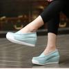 Fashion Women Wedge Platform Shoes 2025 Summer Fashion Comfortable Leather Casual Slip-on Women's Loafers Hollow Out Breathable Shoes