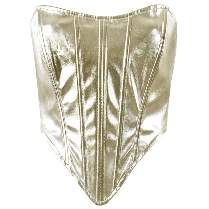 Женский корсет-бюстье с косточками, боди-шейпер, топ, сексуальный кроп-топ Y2K, боди-шейпер L золотой