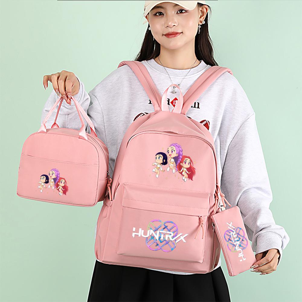 4Pcs/set Anime K-Pop Printed Backpack with Pencil Case Handbag for Teenager Student Boy Girl Bookbag Schoolbag Large Capacity Travel Bag Rucksak