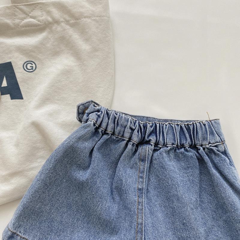2023 Summer Girls' Denim Culottes: Korean-Style Button Shorts for Baby Girls