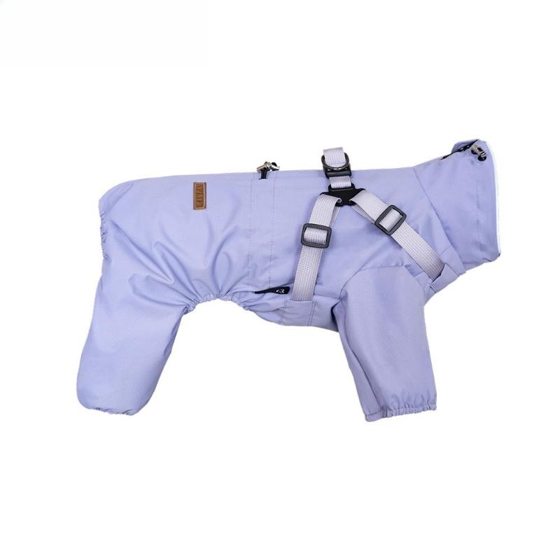 Pet Dog Four-legged Raincoat Medium Large Dog Outdoor Jacket All-inclusive Waterproof Raincoat Warm Pet Outing Raincoat Leisure L фиолетовый