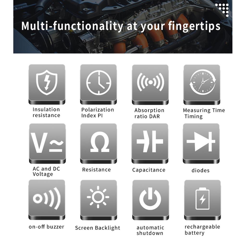 SK 505A Megohmmeter Insulation Tester & Digital Multimeter 2in1 Portable Auto Measure AC DC Voltage Capacitance