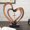 Double Love Heart Figurine Twisted Heart Shaped Resin Statue Sculpture Home Office Bookshelf Desktop Decoration Ornament
