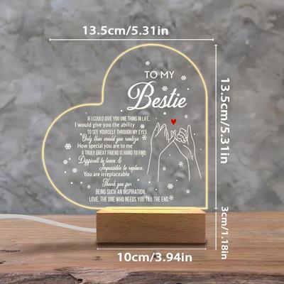 1PC Acrylic Luminous Ornament Photography Accessories, USB Base, BFF Gift, Women Friendship Figurines