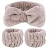 3pcs Wash Face Wristband Headband Set Skin Care Spa Water Absorption Wristbands Women Girls Sweatbands Bathroom Accessories