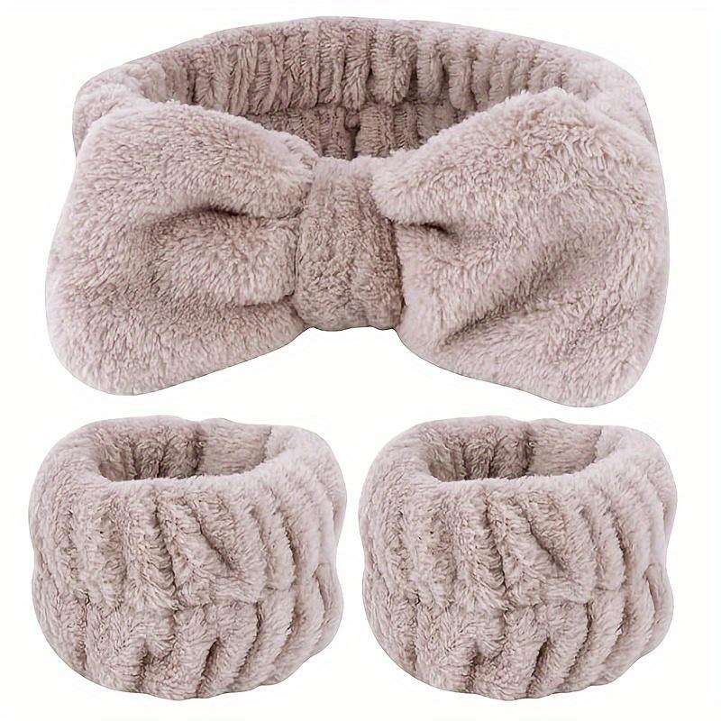 3pcs Wash Face Wristband Headband Set Skin Care Spa Water Absorption Wristbands Women Girls Sweatbands Bathroom Accessories