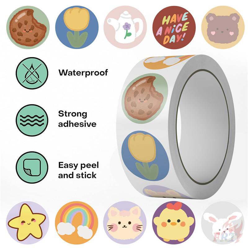 500Pcs/Roll Ins Healing Cartoon Kids Rewards Stickers - DIY Scrapbooks Album Decor Sealing Label Decals