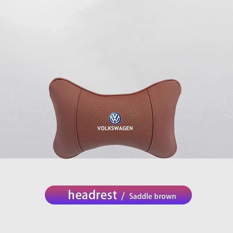 1Pcs Car Seat Headrest Auto Logo Neck Head Pillow Tools For VW R Line GTI Atlas Jetta Touareg Variant Golf Polo Taos PassatAL6